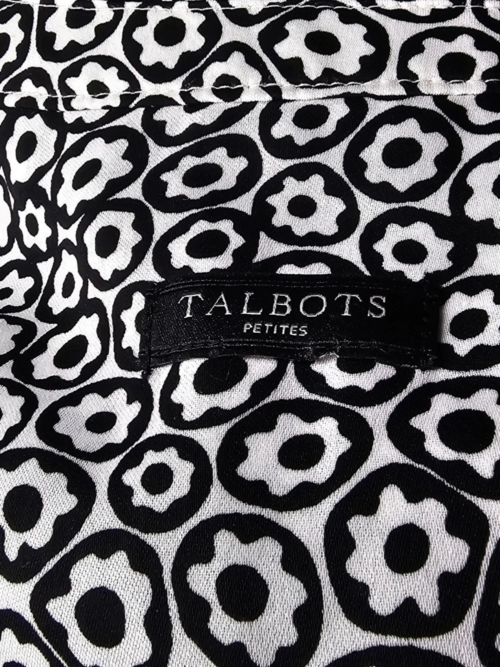 Talbots Black and White Floral Tie-Neck Swim Coverup